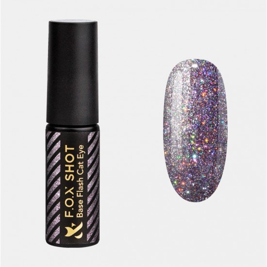 База цветная светоотражающая для гель-лака F.O.X SHOT Base Flash Cat Eye 002, 5 г