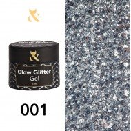 Глітерний гель-лак F.O.X glow glitter gel 001, 5 мл.