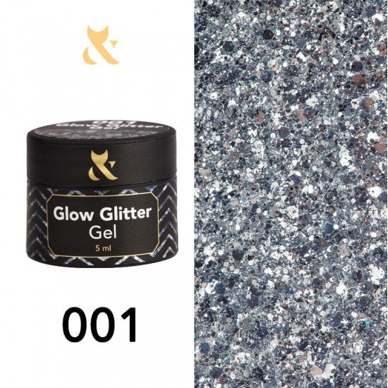 Глітерний гель-лак F.O.X glow glitter gel 001, 5 мл.