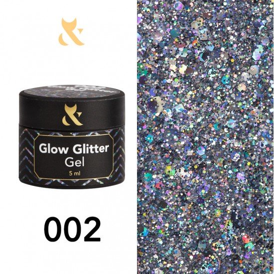 Глітерний гель-лак F.O.X glow glitter gel 002, 5 мл.