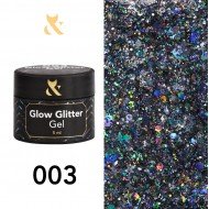 Глітерний гель-лак F.O.X glow glitter gel 003, 5 мл.