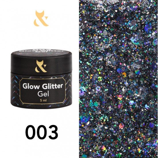 Глітерний гель-лак F.O.X glow glitter gel 003, 5 мл.