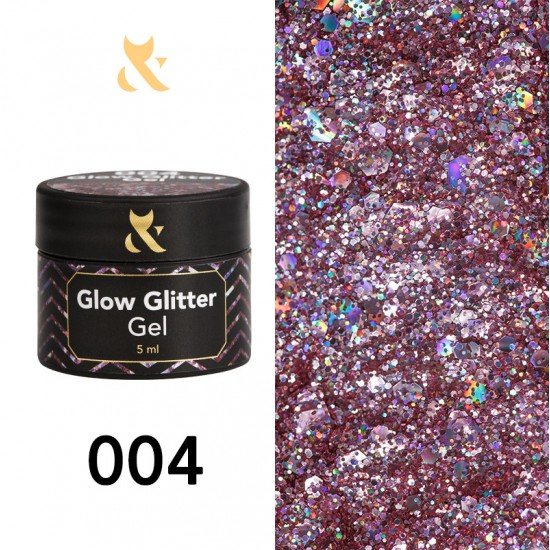 Глітерний гель-лакF.O.X glow glitter gel 004, 5 мл.