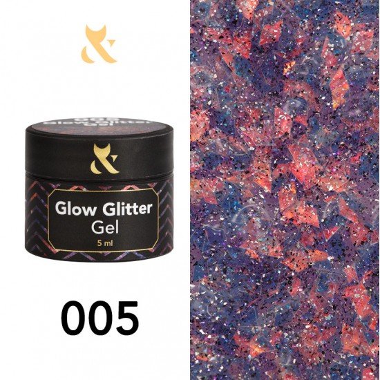 Глітерний гель-лак F.O.X glow glitter gel 005, 5 мл.