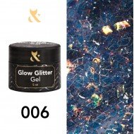 Глітерний гель-лак F.O.X glow glitter gel 006, 5 мл.