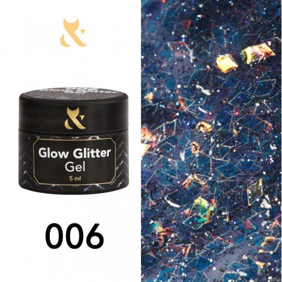 Глітерний гель-лак F.O.X glow glitter gel 006, 5 мл.
