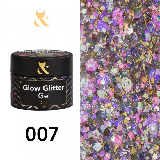 Глітерний гель-лак F.O.X glow glitter gel 007, 5 мл.
