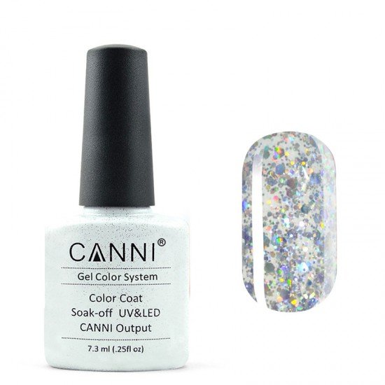 Гель-лак Canni № 186 прозрачный с голографическими блестками