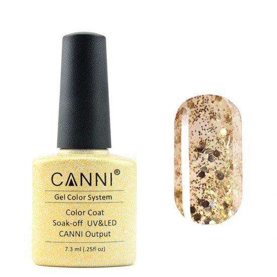 Гель-лак Canni № 188 прозрачный с золотистыми блестками